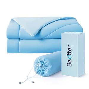 Bedtter Cooling Blankets for Hot Sleepers - Summer Blanket Thin Lightweight Breathable Soft Double Side with Bag for Travel, Cooling Comforter for Couch Sofa, Keep Cool for Night Sweats, Blue 50x60