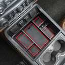 Full Center Console Organizer Compatible with 2014-2018 Sierra 1500 /Silverado 1500 Accessories 2015-2019 Silverado/Sierra 2500 3500HD Compartment Cover Insert Tray Storage, Red