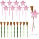 Geyoga 20 Pcs Witch Party Favors Pens Broom Star Ballpoint Pens Pink and Green Wands for Wizard Theme Party Decorations Goodie Bags Stuffers Carnival Prizes Birthday Gifts