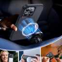 FlyReal Designed for iPhone 15 Pro Case with 360° Magnetic Stand, Carbon Fiber Phone Case [Compatible with Magsafe] [16FT Military Protection] with Rotatable Ring Stand 6.1'', Black