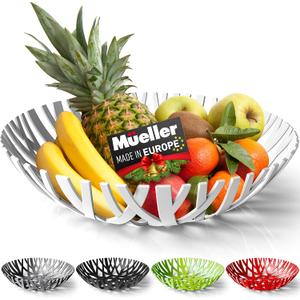 MUELLER Fruit Basket, Modern Fruit Bowl Made in Europe, Decorative Centerpiece for Home Decor, Ideal for Kitchen Counter, High-end Look, White MUELLER Fruit Basket, Modern Fruit Bowl Made in Europe, Decorative Centerpiece for Home Decor, Ideal for Kitchen Counter, High-end Look, White