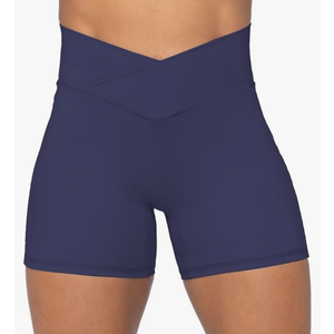 Sunzel Crossover Biker Shorts for Women, No Front Seam V High Waist Yoga Workout Gym Shorts with Tummy Control S
