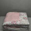 Soul & Lane Blush Bloom Cotton Quilt Set - King Size with 2 Shams, Floral Patchwork Quilted Comforter, Lightweight Country Pieced Bedspread in Blush and Pink, Roses Patch Work Bedding