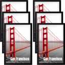 Frametory, 13x19 Black Picture Frame Set of 6 - Engineered Wood with Plexiglass - Golden Gate Bridge Poster Frame (13x19, 6 Pack)