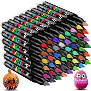 48 Acrylic Paint Markers, Acrylic Paint Pens with Brush Tip No-Bleed, Automatic Ink, Fabric Markers for Rock, Metal, Glass, Wood, Canvas, Ceramic, Plastic, DIY Craft, Art Supplies
