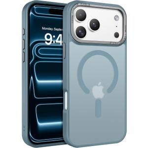 BENTOBEN Magnetic for iPhone 17 Pro Case 6.3" 2025, [Compatible with Magsafe] Slim Cute Matte Translucent Shockproof Drop Protective Bumper Women Men Phone Cover for iPhone 17 Pro, Grey Blue