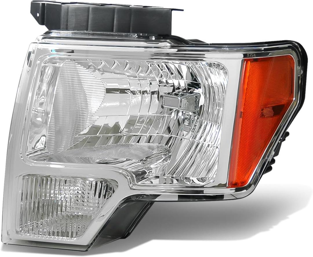 Auto Dynasty FO2502287 OE Style Driver/Left Side Chrome Housing Headlight Lamp Compatible with Ford F150 09-14