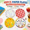 48PCS Back to School 7inch Paper Plates Disposable Party Supplies Tableware