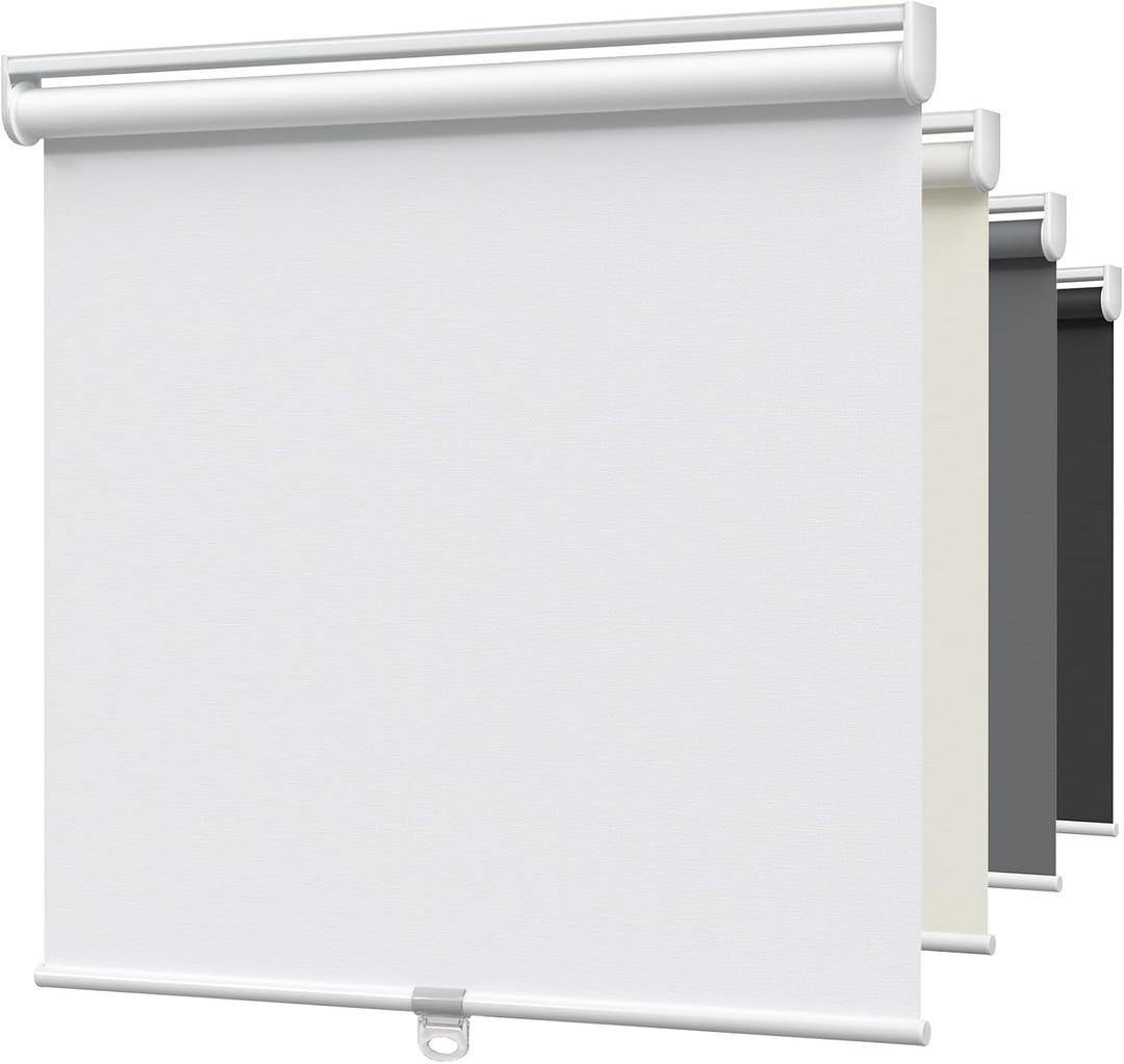 MYshade Blackout Cordless Roller Shades, Room Darkening Free-Stop Roll Up Blinds for Windows, Pull Down Blocking Blind for Home and Office, Easy to Install, 40" W X 72" H, White
