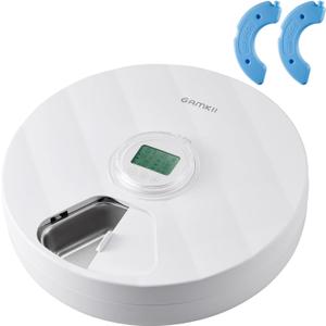 Automatic Cat Wet Food Feeder 6 Meals with 2 Ice Packs, Battery Powered Cordless Auto Pet Food Dispenser with Timer, Memory Function for Cats Small Dogs (Stainless Steel Food Tray)