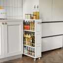 KLM 4 Tier White Slim Storage Cart with Wheels,Narrow 6.7" W
Stable and Sturdy Rolling Storage Carts with Handle for Kitchen, Laundry,Snack, Narrow Places