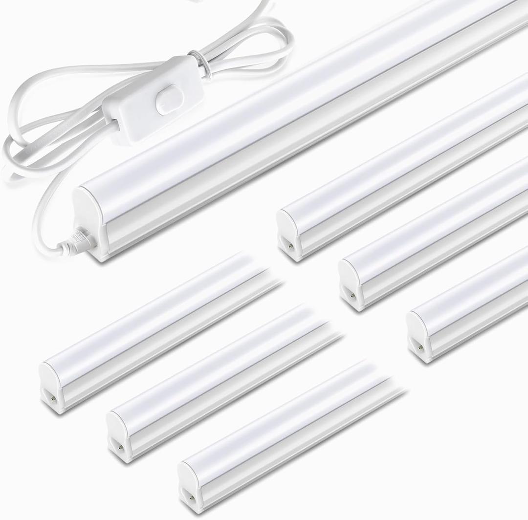 Pak 3FT LED Shop Lights, T5 SE LED Integrated Fixture, 6500K, 16W Linkable Shop Light, Energy Efficient Ceiling and Under Cabinet Lighting for Garage, Workshop, Basement, FCC Certified, 6 Pack