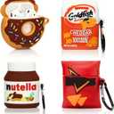 (4Pack) Case for AirPods 2nd/1st Generation(2019/2016) Earbuds, Suublg Silicone Case Protective Cover with Cute Cartoon Skin Design for AirPods 1/2, with Carabiner (Dori+Goldfh+Donut+Nutella)