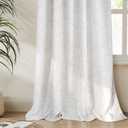 Cream Curtains 96 inch Length 2 Panel Set, White Floral Light Filtering Curtain Cotton Textured for Living Room Bedroom Soft Window Drapes with Rod Pocket Decorative Floor to Ceiling Curtains