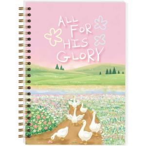 Christian Notebook for Women, Christian Art Gift Journal, All for His Glory, Silly Goose Spiral Notebook 5.5x8.3 Inch-A02