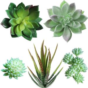 Supla 5 Pcs Assorted Artificial Succulents Plants Unpotted Small Green Cactus Echeveria Picks Fake Succulents Bulk for Succulent Garden Centerpiece Wreath Floral Arrangement Indoor Outdoor Home Dcor