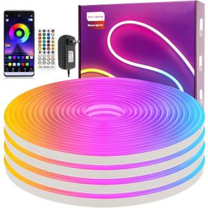 Led Neon Rope Light 32.8Ft RGB Neon Strip Lights App Control, Remote Control, Music Syncing, Outdoor IP65 Waterproof Led Strip Lights Flexible DIY Design for Bedroom, Gaming, Party Decoration