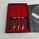 Seido Knives 5-Piece Straight-Edge Steak Knives Set - Full Tang with Ergonomic Pakkawood Handles, Stainless Steel Blades with Damascus Etching
