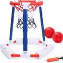 EagleStone Pool Basketball Hoop, Floating Inflatbale Pool Basketball Games Toys with 2 Pool Balls and Pump,Swimming Pool Outdoor Play Toddler Basketball Hoop Indoor for Kids Adults Age 8-12,