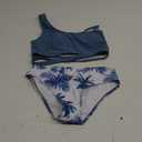 Queenstyle Girls Swimsuits Bikini Set Kids Cutout Bathing Suit Bikini Top Two Piece Girls' Swimwear (15-16 Years, Navy Blue)