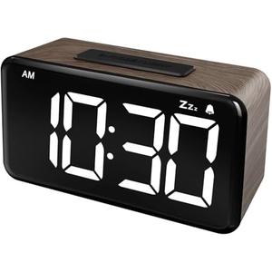 NOKLEAD Digital Alarm Clock: Wood Grain, 5.9-inch Large LED Display, Easy to Use for Seniors and Men, Adjustable Brightness, Aesthetic Room Decor Desk Clocks for Bedroom | Dorm | Living Room | Office