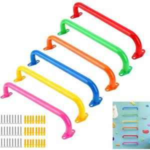 BiJun17 inch Metal Playground Handles,Monkey Bars Indoor Heavy Duty Ceiling Grab Bars for Indoor Outdoor Playgrounds Climbing Frames,Treehouses,and Wall ladders (6 Colors-6pc)