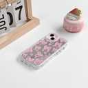 NITITOP Compatible with iPhone 14 Plus Case Cute Mirror Bow Love Heart Pattern for Women Girls Ribbon Design Shockproof Silver Protective Phone Cover - Pink Bow