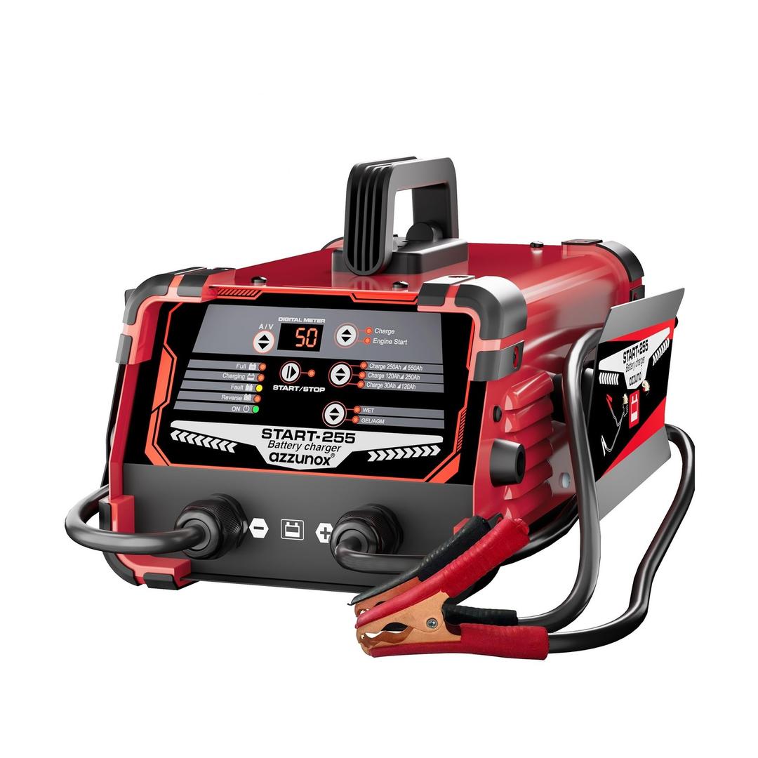 AZZUNOX 12V 24V Car Battery Charger & Engine Starter, 050A Automatic Battery Maintainer, 250 Cranking Amps, Jump Starter & Smart Trickle Charger