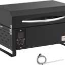 ONLYFIRE GRILLS BBQ Wood Pellet Grill Smoker with Meat Probe, 2 Tiers Cooking Area, Portable Tabletop Grilling Stove for Outdoor Kitchen Cooking Smoke and Roast, RV Camping, Black GS314