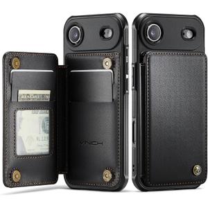 Vinich for iPhone 17 Air Wallet Case with Card Holder, RFID Blocking Credit Slots Kickstand Shockproof Phone Cover Fit for iPhone 17 Air 6.5" Black