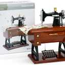 Sewing Machine Mini Music Box, Vintage Sewing Music Box Clockwork Home Crafts Table Desk Decoration Birthday Gift