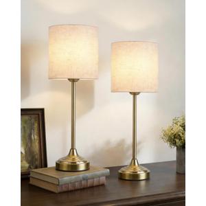 Rechargeable Table Lamp, 2-Pack, 8000mAh, Dimmable, Ambient Light, 2700K, Touch Control, Portable, LED, Wireless, Cordless, Battery Operated, Desk Lamp, Kitchen Lamp, Fabric Shade, for Dining Room