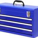 BIG RED 3 Drawer 20" Metal Tool Box Portable Steel Tool Chest with Ball-Bearing Slides and 2 Metal Latches Closure for Garage,Home or Workbench,Blue,ANTBD133-XU