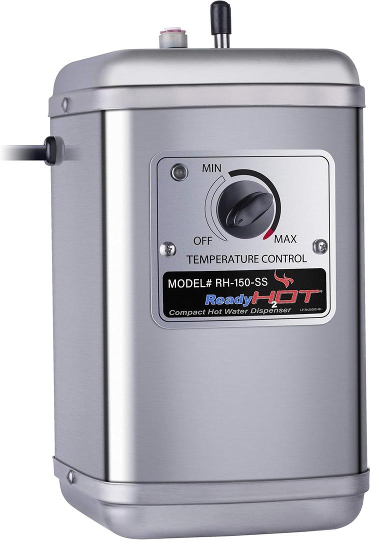 Ready Hot Compact Instant Hot Water Dispenser Tank, Wall Mounted, Adjustable Temperature Control, Tank Only No Faucet, 40-RH-150-SS
