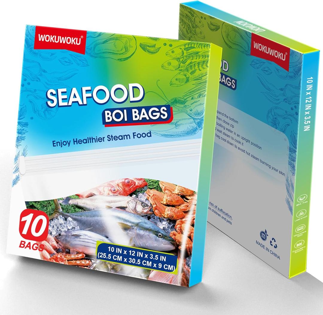 Seafood Boiling Bags Large Boiling Bags for Fish, Crab, Shrimp and Vegetables - Cooking and Storage Bags (5Pcs Large)