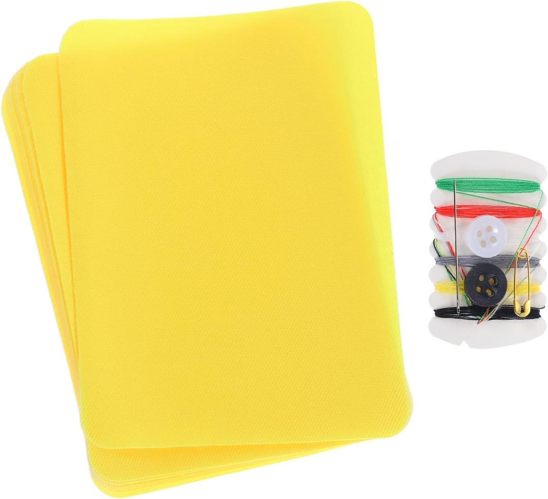 MECCANIXITY 8 Pcs Iron on Patches with Sewing Kit Fabric Repair Patch 4.9"x3.7" Patches for Clothes Iron on Patches for Jeans, Bags, Sofa,Tent Yellow (Yellow)