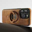 Magnetic for iPhone 17e / 16e Leather Case, Invisible Stand [Compatible with Magsafe] Slim Kickstand Phone Cove (Brown)