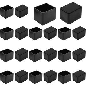 20pcs Rectangle Chair Leg Caps, 1.5" x 1" / 38 x 25 mm Anti-Slip Chair Leg Floor Protectors PVC Rubber Pads Furniture Table Feet Covers, Black