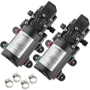 12V Diaphragm Water Pump  1.2 GPM 80 PSI Self Priming Sprayer Pump with Pressure Switch, Hose Clamps  for RV, Camper, Marine, Boat, Garden, Car Wash Set of 2