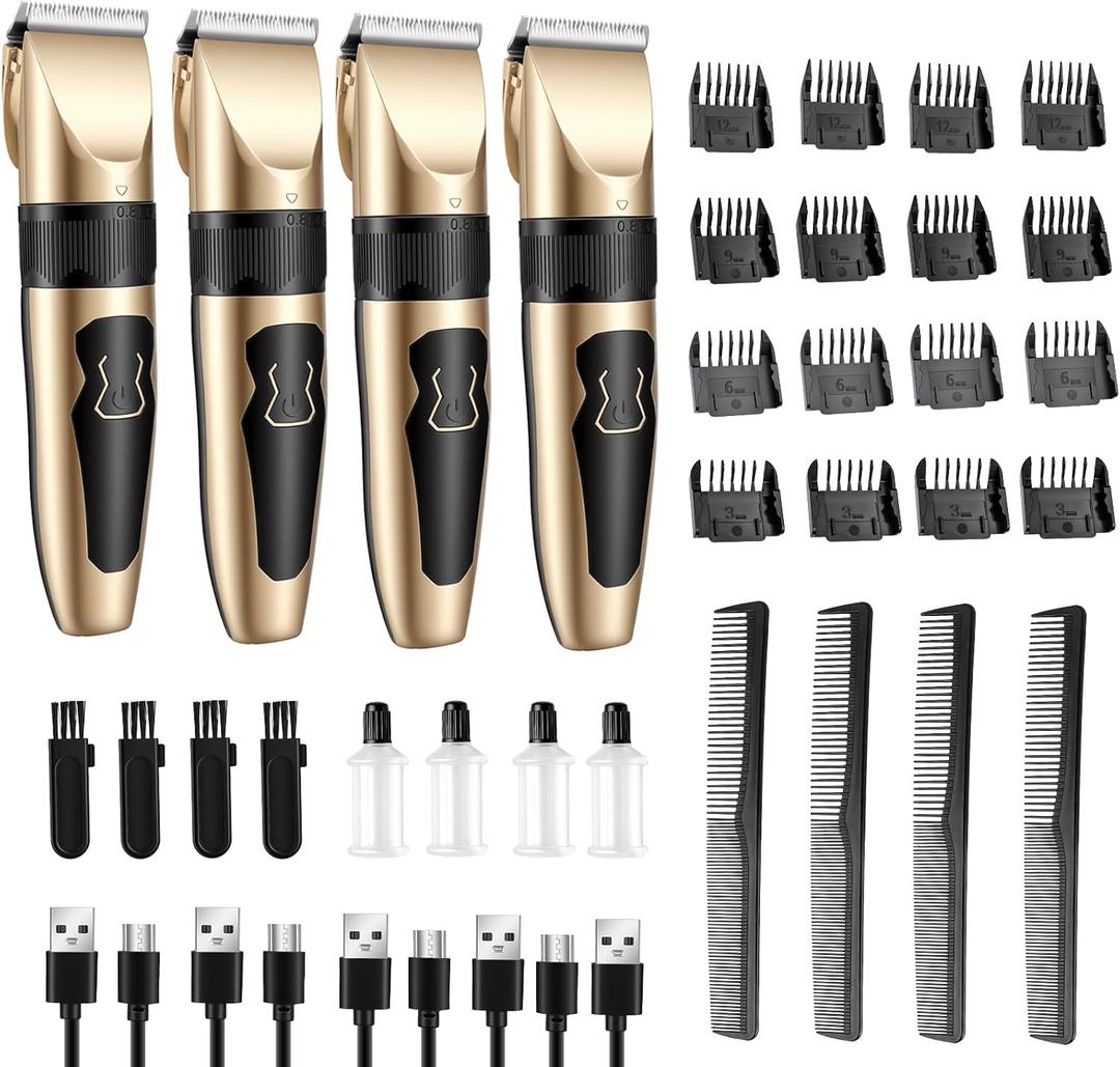 4 Pack Dog Grooming Clippers Low Noise Electric Quiet Adjustable Comb Rechargeable Cordless Suitable for Dogs Cats Pets