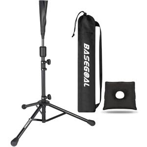 BaseGoal Batting Tee Baseball Tee,Softball Travel Portable Tee Tripod Stand Rubber Tee for Batting Training Practice with Carrying Bag