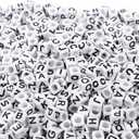 Augshy 700PCS White Letter Beads Alphabet Beads for Making DIY (6mm)