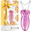 Electric Women Facial Hair Remover, EC VISION Ladies Beauty Epilator Trimmer Facial Cotton Threading Hair Shaver (Pink)