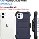 Saiboro for iPhone 12 Belt Clip Case Holster,for iPhone 12 Case with Stand,for iPhone12 Defender Case Anti-Drop,2 Layers of Sturdy for iPhoneCase 12,for Protective iPhone12Case Defender Belt Blue