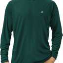 Roadbox UPF 50+ Fishing Shirts for Men, Long Sleeve UV Sun Protection Hoodie, Outdoor Hiking Running Swimming Rash Guard (Green, M)