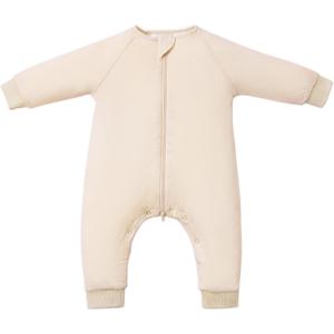 Baby Sleep Sacks with Feet, 1.0 TOG Long Sleeve Wearable Blanket for 0–6M Infants & 2T–4T Toddlers, Soft and Cozy (Beige)