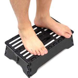 Portable Folding Step Stool 5 Inch, Lightweight Plastic Short Stool Sturdy and Safe, Half Step Height Boost for Seniors and Kids, One Flip Low Step Riser with Handle