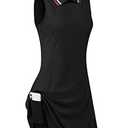 FREEYE Women Golf Tennis Polo Shirts Dress Underneath Shorts＆Pocket, 2023 Summer Athletic Collar Sleeveless Tank Top Sport Workout Casual Exercise Running Outdoor Outfit Active-wear Apparel Black, Large