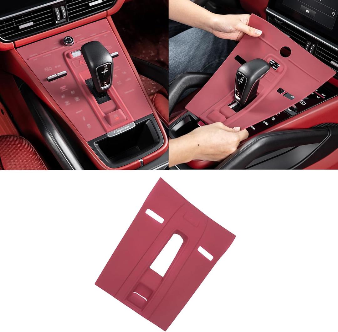 for Porsche Cayenne Center Console Cover, Silicone Center Console Protector Film for Porsche Cayenne Accessories 2018-2023 (for Cayenne 2018-2023 Red)