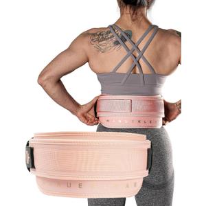 MANUEKLEAR Weight Lifting Belts for Men and Women, Gym Weight Belt with Carabiner Quick Locking, Double-Layer Weightlifting Belt for Workout Squat Powerlifting Deadlift (S 30-35 in, Coral Pink)